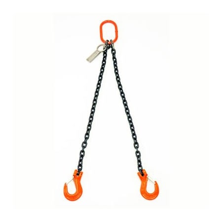 Mazzella Mazzella Lifting B151088 12' Double Leg Chain Sling W/ Sling Hook S5103812D01